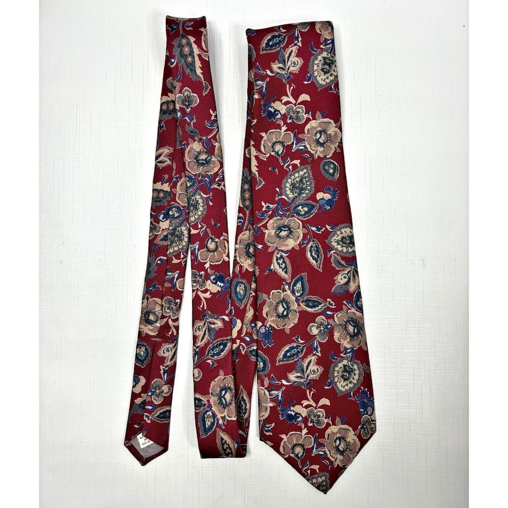 Mens Italian Silk Preppy Tie Made USA Formal Business Vintage Floral